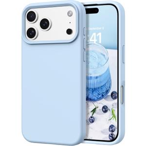 DOMAVER Case for iPhone 17 Pro Max 6.9'' Smooth Liquid Silicone Soft Gel Rubber Microfiber Lining Cushion Cover Shockproof Protective Phone Cases Compatible with iPhone 17 Pro Max - Light Blue