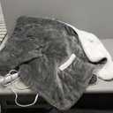 Bedsure Heated Blanket Wearable Shawl - Electric Wrap Poncho Blanket Hoodie for Adult, Birthday Gifts for Mom Women, Sherpa Heating Throw with 4 Time Settings & 6 Heat Settings, 55x64 inches, Grey