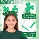 2 x Doneace St. Patrick's Day Headband Green Clover Hair Bands Shamrock Head Bopper Hair Accessory for Women Irish Costume Headbands Parade Party Favors