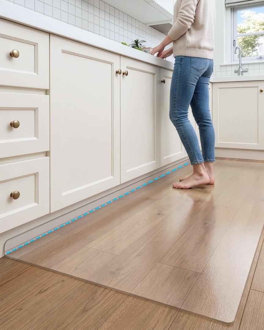 DEXI Plastic Kitchen Runner Rug Vinyl Clear Floor Hallway Mat 24x60, 60"L x 24"W x 0.1"Th