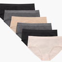 Hanes Tween Girls Underwear, Seamless Girls Panties, Boyshort & Hipster, Assorted Colors, 6-Pack (Large, Ivory/Beige/Grey/Black - 6 Pack)