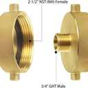 NOVINO Fire Hydrant Hose Adapter 2-1/2" NST/NH Female x 3/4" GHT Male, Brass Fire Hydrant Adapter to Garden Hose