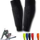 Soccer Shin Guards Shin Pads for Kids Youth Adult, Ski Shin Guards Calf Compression Sleeve with Honeycomb Pads, Lightweight Calf Protective Gear for Football Soccer (Black, Medium)