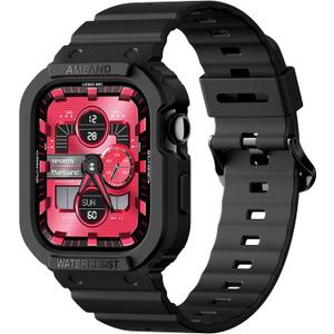amBand E1 Sport Case Band for Apple Watch Ultra 3/2/1 & SE 3/2/1 & Series 11 10 9 8 7 6 5 4 3 49mm 46mm 45mm 44mm 42mm 41mm 40mm 38mm, Shockproof & Scratch Resistant Rugged Bumper for Men Women