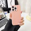 Gihklty Compatible with iPhone 16 Pro Max Case Cute Aesthetic Striped Phone Case for Girls Women,Soft Silicone Shockproof Protective Designed for iPhone 16 Pro Max Case -Pink