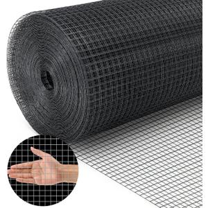 Land Guard 48 inch100 ft Black Vinyl Coated Hardware Cloth, 19 Gauge 1/2 inch Black PVC Hardware Cloth, Black Welded Wire Fence Supports Poultry Netting Cage Fence