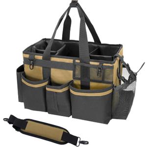 Wearable Cleaning Caddy Organizer with Handle & Shoulder Straps for Housekeepers, Under Sink & Car Cleaning Tool Organizer Bag with 4 Foldable Dividers (Tan) Wearable Cleaning Caddy Organizer with Handle & Shoulder Straps for Housekeepers, Under Sink & Car Cleaning Tool Organizer Bag with 4 Foldable Dividers (Tan)