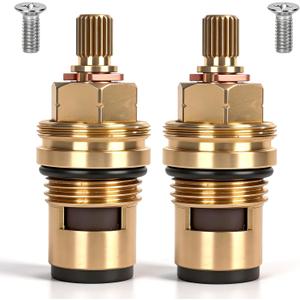 Ceramic Faucet Cartridge Replacement 2-Pack, Compatible with Grohe 45882000 45883000, 1/2" Brass Cartridge for Cold & Hot Water, Fits Kitchen Bathroom Shower Faucets