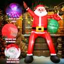8 FT Music Christmas Inflatable with LED Lights & Music Box, Long Leg Hanging Santa Claus with Gift Bag, Music Blow Up Decoration for Roof Window Wall Yard Outdoor Xmas