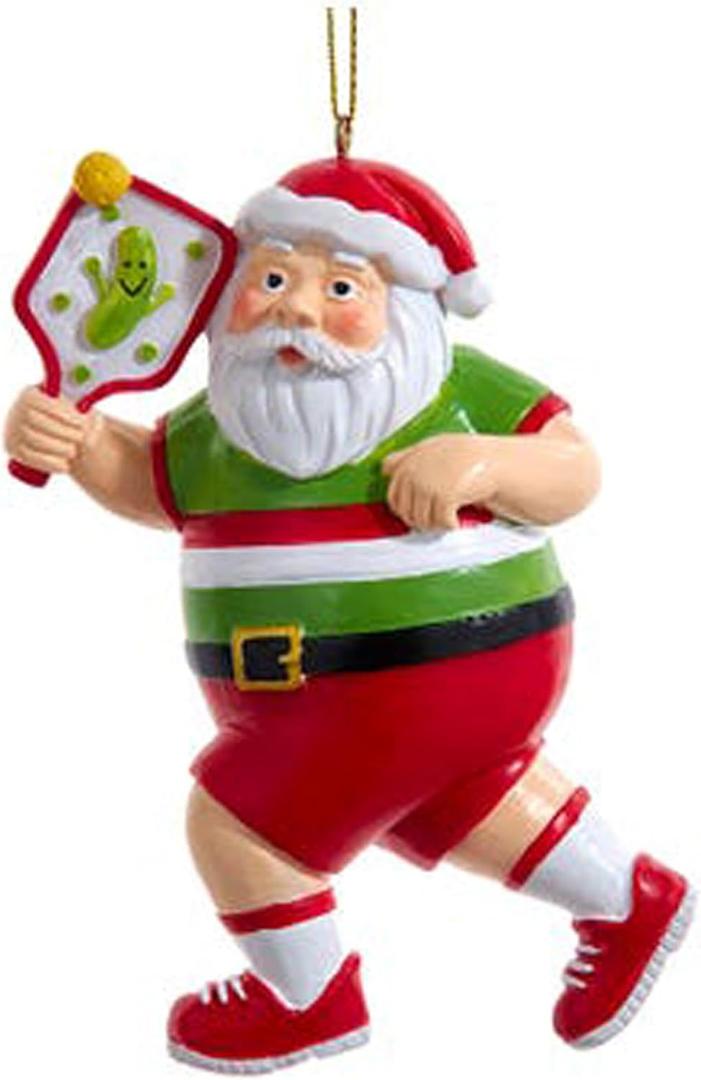 Kurt Adler 4.375-Inch Resin Pickleball Santa Ornament
