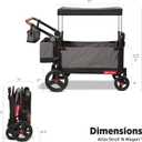 Radio Flyer Atlas Stroll 'N Wagon, Atlas Gray, for Ages 1+, 3-in-1 Push or Pull Versatility, One-Hand Fold, UV Canopy, 5-Point Harnesses, Storage Capabilities, Rubber Wheels, Stroller Wagon for Kids