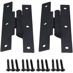 QCAA Black Steel Hinge Offset for Cabinet Door, 3/8", Matte Black, 2 Pack, Made in Taiwan