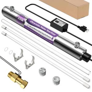Whole House UV Water Filter System 55W,12 GPM,with Flow Sensor,3/4" MNPT