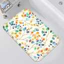 Accnicc Boho Floral Bathroom Rugs Mat Colorful Leaves Bath Rug 24 x 20 Inch Water Absorbent Non Slip Washable Shower Mat Watercolor Memory Foam Bath Mats for Bathroom Decor