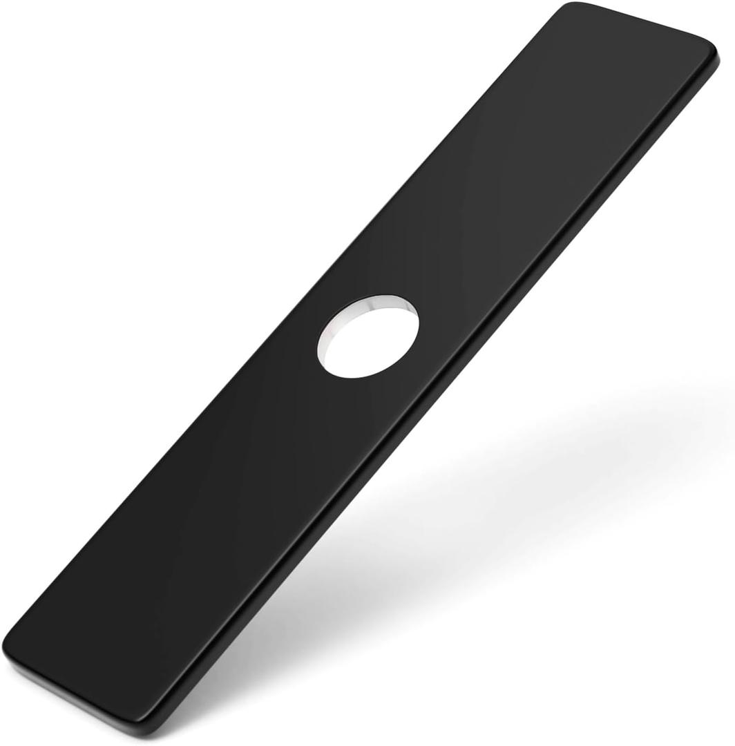 Matte Black Faucet Plate, Sink Hole Cover, Faucet Deck Plate 10 Inch 1 or 3 Hole Long Rectangle Cover Deck Plate Faucet Escutcheon for Bathroom Kitchen Vanity Sink Faucet Stainless Steel