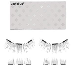 Lash'd Up Magnetic Eyelashes Without Eyeliner 3 Magnets (Can also be worn as Dual Magnets) Full Eye Snap-on Set Soft Faux Silk Vegan (Very Natural)