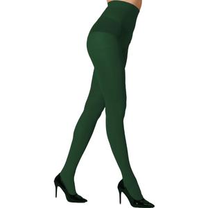 MERYLURE 240D Tights for Women, Opaque Soft High Waist Control Top Pantyhose Solid Color Footed Stockings Colorful Nylon (XX-Large, Dark Green)