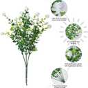 HyeFlora 20 Bundles Artificial Fake Outdoor Plants Flowers for Spring Decoration, UV Resistant Realistic White Plastic Flowers Faux Plant Monkey Grass for Planter Home Garden Porch Patio Window Box