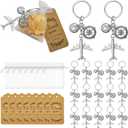 Henoyso Airplane Keychain Party Favor, Including Airplane Compass Keychain with Thank You Tags, Organza Favor Bag for Party