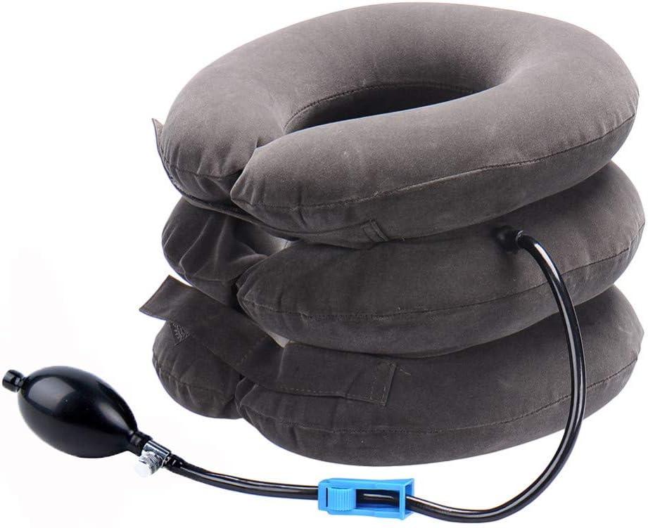 Cervical Neck Traction Device Inflatable Neck Stretcher, Easy to Use for Chronic Neck and Shoulder Pain Relief Traction Spine Alignment, Neck Cervical Brace (Grey)