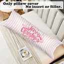 Pink Striped Christmas 20x54 Body Pillow Cover with Zipper,Merry Christmas Decor,Coquette Preppy Pink Bow Xmas Striped Decorative Long Hug Pillow Cases for Bed Couch