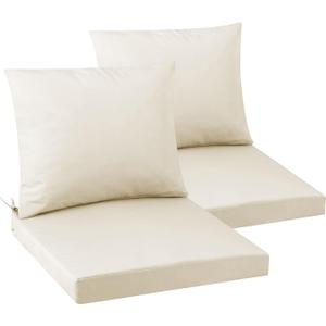 Outdoor Seat Cushion Set 19 x 19 In, Water-Resistant & Fade-Resistan, Patio Furniture Cushions with Removable Cover Deep Seat & Back Cushion with Handle and Adjustable Straps for Chair Sofa,2PC