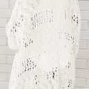 Mafulus Women's Crochet Cardigan Kimono Boho Long Sleeve Lightweight Soft Oversized Open Front Knitted Sweater (White, M)