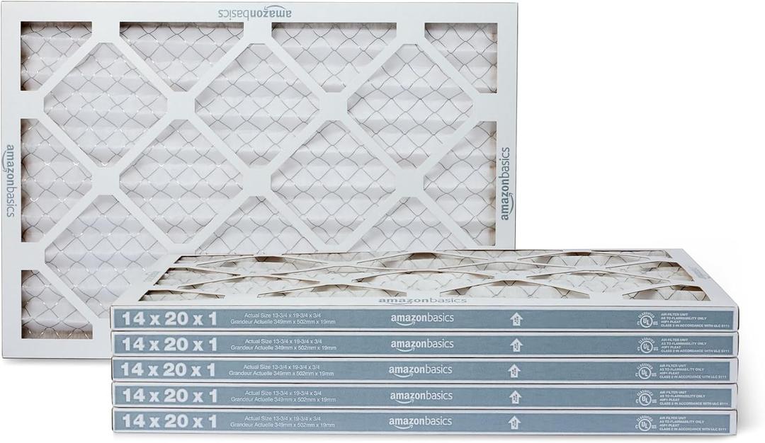 Amazon Basics MERV 5 AC Furnace Air Filter, 14x20x1 inches, 6-Pack (Actual size: 13.75" x 19.75" x 0.75")