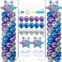 2 Sets Snow Party Balloon Column Stand Kit with 102 Balloons Winter Wonderland 5.57ft Adjustable Balloon Tower Stand with Bases Snowflake Balloons Arch Column for Girl Princess Birthday Party Supplies