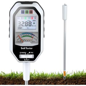 RYJNM Soil Moisture Meter, 7-in-1 Soil PH Tester/ Soil Moisture/ Fertility with Removable Probe, Digital Air Temp/ Humidity/ Sunlight Intensity/ BGR Spectral for Plants Gardening
