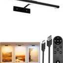 EZVALO Picture Light for Wall, 13'' Black Rechargeable 4800mAh Battery Lights Wireless with IR Remote, Magnetic LED Art Painting Light with 3 Color Temperatures, Display for Gallery, Living Room