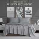 Linen Closet Queen Sheet Set 4-Piece Cotton Blend, 1200 Thread Count Ultra Soft & Silky Sateen, Moisture Wicking, Wrinkle Resistant, Quick Dry, Deep Pocket up to 18", Durable & Easy Care, Light Gray