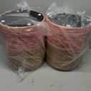 Barydat 2 Pcs 15'' Ottoman Pouf Natural Seagrass Braided Poof Hand Weaving Round Ottomans Boho Footrest Stool for Home Living Room Bedroom Patio(Natural and Pink)