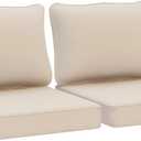 AAAAAcessories Outdoor Deep Seat Cushions, Waterproof, Fade-Resistant Patio Furniture Replacement Cushions, 24" x 24" x 5", Set of 2, Beige (24x24-19'' Mid Back-2 Count)