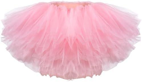 Zhanmai Mardi Gras Costume Tutu Skirt Women Adult Classic Elastic 5 Layered Short Tulle Skirt 80's Dance Costume for Lady, Size S
