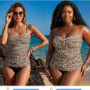 RELLECIGA Women's Ruched Tankini Top, Leo,  Size XL