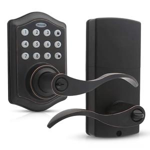 Honeywell Safes & Door Locks - Keyless Entry Lever Door Lock Handle with Electronic Keypad - Easy to Install Front Door Lock with 50 User Pin Codes - Oil Rubed Bronze, 6.5 x 8.8 x 9 in - 8734401