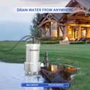 Sump Pump 1HP Submersible Water Pump 4500GPH Stainless Steel Electric Clean/Dirty Water Draining Transfer Pumps with Adapters for Pool Hot Tub Pond