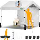 COBIZI Canopy Tent 10x10 Pop Up Canopy with One Button Push Center Lock, Portable Carport with 1 sidewall, 10x10 Carport Canopy for Parties, Commercial, Events, Waterproof, UPF 50+, White