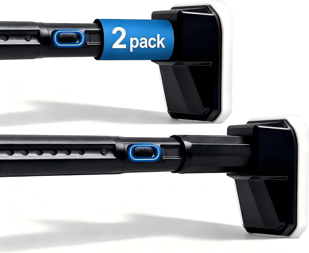 2 Pack Upgraded Heavy-Duty Tension Curtain Rod 41–126 Inch, No-Drill One-Click Adjustable Shower Curtain Rod, 75 lb Capacity, Non-Slip for Patio Doors, Windows, Bathroom & Room Divider