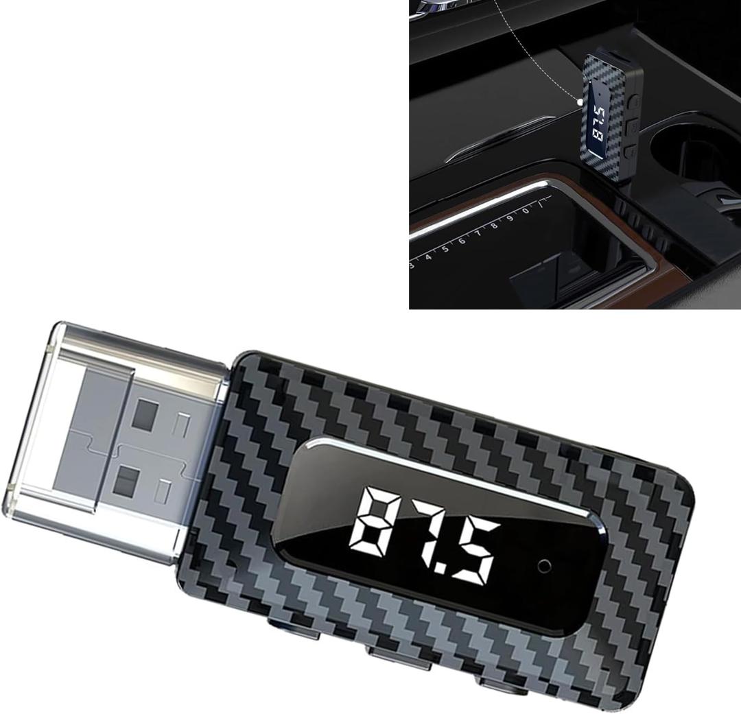 USB Bluetooth Receiver for Car, Bluetooth 5.3 Audio Receiver, USB 3.5mm AUX Jack Car Adapter, Plug and Play FM Transmitter with TF Card Slot, Fit for Most Cars Stereo, Home Stereo, PC