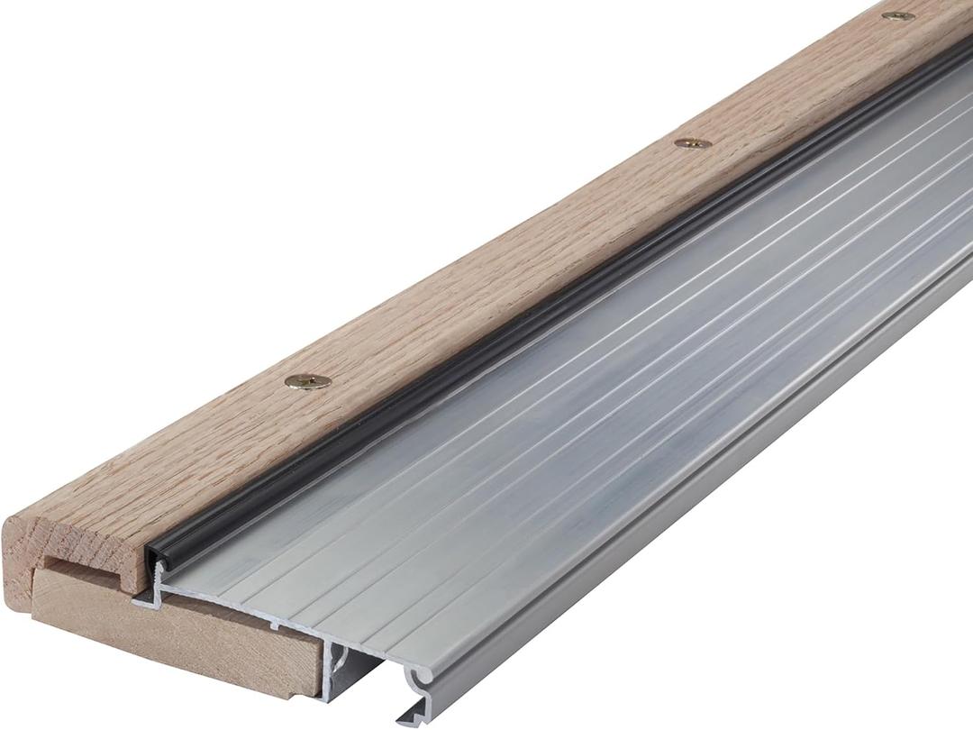 M-D Building Products 76265 4-9/16 in. x 1-1/8 in. x 36 in. Silver Adjustable Aluminum & Hardwood Threshold