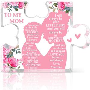 Acrylic Mom Gifts: Delicate Puzzle Decor, 3.9 x 3.5 inches, 1 Piece, Sentimental Style, Female Adult, Rectangular Shape
