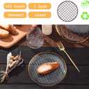 100 PCS Clear Plastic Plates with Gold Rim, Disposable Dessert Plate, 7" Salad Plate, Heavy Duty Weave Pattern Plates for Party, Wedding