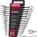 15-Piece Metric Combination Wrench Set, 822mm 12-Point Open End and Box End Wrench Kit with Organizer, Chrome Vanadium Steel Tools for Mechanics, Garages and Workshops