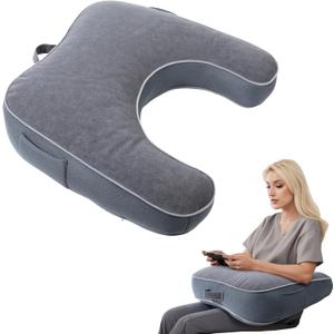Reading Pillow for Gaming, Gaming Pillow for Lap, Side Sleeper Pillows for Adults, Arm Support Pillow for Adult Crocheting, Working or Sitting in Bed, Floor & Sofa (Grey)