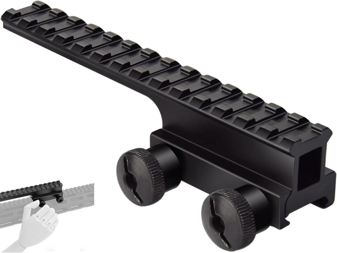 Riser Mount, Tactical High Profile Picatinny Weaver Rail Flat Top Mount Adaptor and Riser for Scopes and Optics, 1" H x 5.7" L, 14 Slots