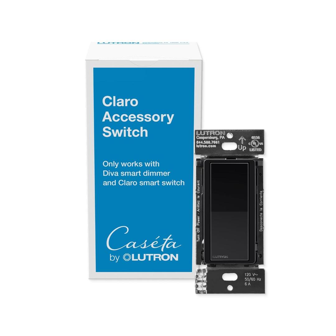 Lutron Caseta Smart Lighting Claro Smart Accessory Switch for use with Diva Smart Dimmer/Claro Smart Switch, Works w/ Alexa, Apple Homekit, Google Home (Hub Required), DVRF-AS-BL, Black