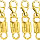 Dailyacc 925 Silver Lobster Magnetic Necklace Clasps and Closures Safety Sterling Silver with 14K Gold Jewelry Converters for Bracelets Chain Extender