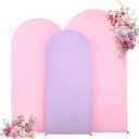Pink and Purple Arch Cover 3 Set-6FT, 5FT, 4FT Arch Backdrop Cover Spandex Fitted 2-Color Fabric Arch Stand Covers for Baby Shower Girls Mermaid Birthday Party Wedding Photo Background Decorations
